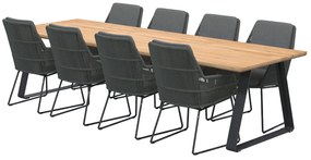 4 Seasons Outdoor Valencia tuinset platinum met Basso tafel teak blad 240 cm  Tuinset    houtkleur weerbestendig