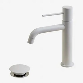 Orveta Click-clack Messing Wastafelkraan En Afvoerklepset Wit & ↑20 Cm & Klep Zonder Overloop - Sklum