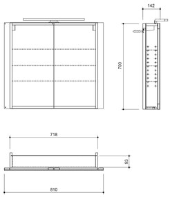 Sapho Greta spiegelkast met LED-verlichting 81x70cm wit mat