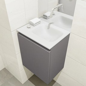 Mondiaz Olan 40cm toiletmeubel dark grey met wastafel talc rechts geen kraangat