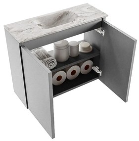 Mondiaz Ture DLux toiletmeubel 60cm plata met wastafel glace midden met kraangat