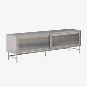 Paoline Tv-meubel 180x40 Cm In Staal En Glas Grijs – Chroom - Sklum