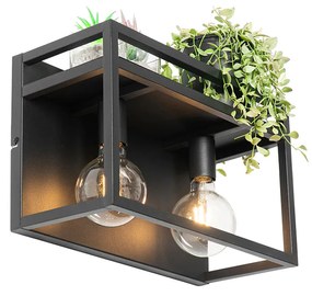 Smart wandlamp zwart met rek incl. 2 Wifi G95 - Cage Rack