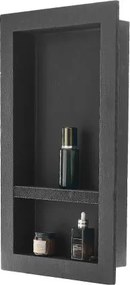 VEVOR Douchenis, 10,16 x 40,64 x 71,12 cm, Wandnis met Verplaatsbare Scheidingsplank, Zeep &amp; Shampoo Opberger, Afgedicht Ontwerp, Zwart voor Badkamerdouche