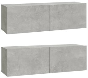 vidaXL Tv-meubelen 2 st wandgemonteerd 100x30x30 cm hout betongrijs