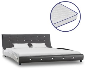 vidaXL Bed met traagschuim matras kunstleer grijs 160x200 cm