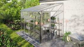 Vitavia Ida muurserre 5,2m² met veiligheidsglas - Aluminium - Met dubbele schuifdeur (B120 cm) en fundering