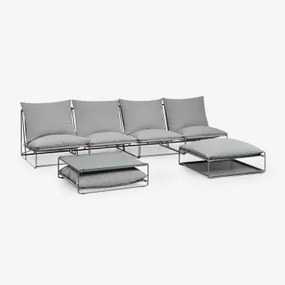 Amaro Tuinset Met 4-delige Modulaire Bank, Bijzettafel En Omvormbare Voetenbank Grijs - Sklum
