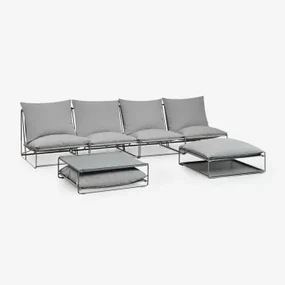 Amaro Tuinset Met 4-delige Modulaire Bank, Bijzettafel En Omvormbare Voetenbank Grijs - Sklum