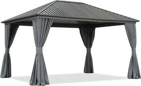 Metalen tuinhuisje Sardinia 3x6 met gordijnen Garden Point antraciet