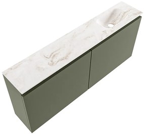 Mondiaz Ture DLux toiletmeubel 120cm army met wastafel frappe rechts zonder kraangat