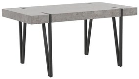 Eettafel betonlook/zwart 150 x 90 cm ADENA Beliani