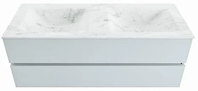 Mondiaz Vica DLux badmeubel 130cm clay 2 lades met wastafel opalo dubbel zonder kraangat