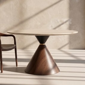 Kare Design Cono Ronde Eettafel Travertinlook - 120 X 120cm.
