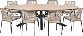 Garden Impressions Natas tuinset sand 9-delig - Tulli tuintafel ovaal 280x140 cm