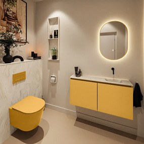 Mondiaz Ture DLux toiletmeubel 100cm ocher met wastafel ostra rechts zonder kraangat