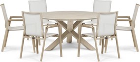 Tuinset Ronde Tuintafel 6 personen 150 cm Aluminium Zand/Beige Lifestyle Garden Furniture Lifetyle