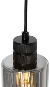 Eettafel / Eetkamer Moderne hanglamp zwart met smoke glas 4-lichts - Stavelot Modern E27 Binnenverlichting Lamp