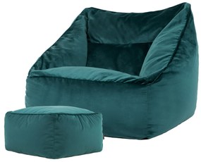 Natalia Velvet Armchair Bean Bag + Footstool