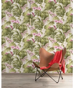 DUTCH WALLCOVERINGS Behang Paradiso groen en roze