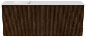 Mondiaz Joya 100cm toiletmeubel walnut met wastafel faye links zonder kraangat talc