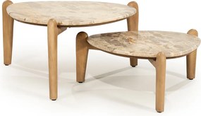 Salontafel Hout En Marmer S - 70 X 70cm.