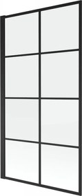 Mexen Alex badwand scherm 1-vleugelig 70 x 140 cm, zwart raster vast - 893-070-000-70-77