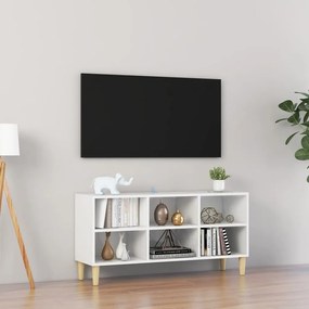 vidaXL Tv-meubel met massief houten poten 103,5x30x50 cm hoogglans wit