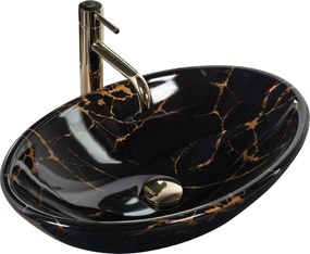 Opzetwastafel Rea Pamela Black Marble Shiny