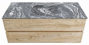 Mondiaz Vica DLux badmeubel 120cm washed oak 2 lades met wastafel lava midden zonder kraangat