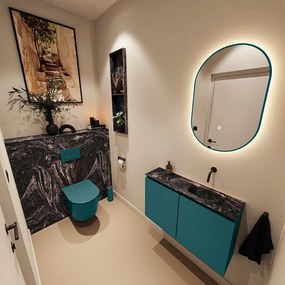 Mondiaz Ture DLux toiletmeubel 80cm smag met wastafel lava rechts zonder kraangat