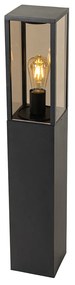 Buitenlamp zwart met smoke glas met grondpin en kabelmof 80cm IP44 - Charlois Industriele / Industrie / Industrial, Modern E27 IP44 Buitenverlichting