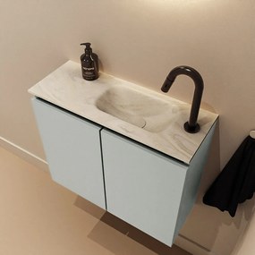 Mondiaz Ture DLux toiletmeubel 60cm greey met wastafel ostra rechts met kraangat