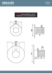 Brauer Stripe inbouwthermostaat met 2 stopkranen chroom