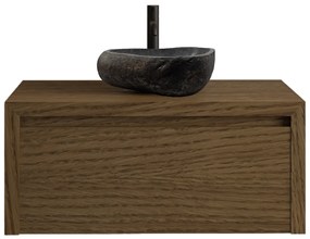 Gliss Design Ares badmeubel 80cm castle brown met rivierstenen waskom