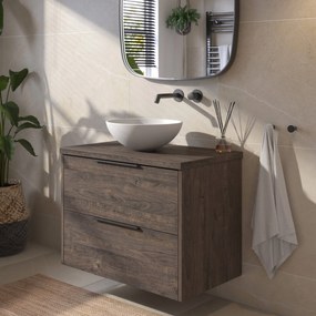 Saqu Lima badmeubel incl. afdekblad 80x51x62cm kasteel bruin – mat zwarte greep