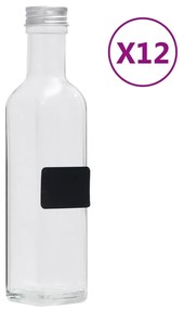 vidaXL Flessen met schroefdop 12 st 250 ml rechthoekig glas