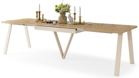 AVERY Eikenhout Artisan/onderkant beige - LOFT/INDUSTRIËLE TAFEL VOOR WOONKAMER / EETKAMER UITKLAPBAAR TOT 330 cm!