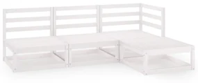 vidaXL 4-delige Loungeset massief grenenhout wit