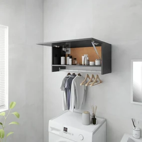 vidaXL Kledingkast 70x32,5x35 cm spaanplaat hoogglans grijs