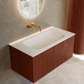Mondiaz Kurve 90cm badmeubel ruby met 1 lade en wastafel big small midden zonder kraangat