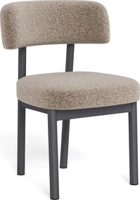 Mazzoni TORAY Latte Beige (stof Monza 60)/zwart onderstel - GESTOFFEERDE EETKAMERSTOEL VOOR KEUKEN/EETKAMER