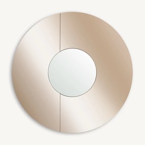 Ronde amberkleurige spiegel, diameter 90 cm, TINTO