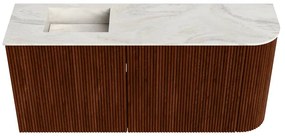 Mondiaz Joya DLux 90cm toiletmeubel ronding rechts ruby met wastafel faye links 1 kraangat ostra