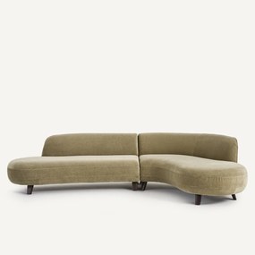 Hoekbank van linnen fluweel, Rosebury, ontwerp door Emmanuel Gallina