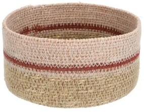 Mandje naturel, zeegras, roze,Ø16 cm