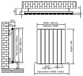 Eastbrook Sandhurst radiator 50x60cm aluminium 526W antraciet