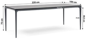 Tuinset 6 personen 220 cm Aluminium/textileen Grijs Lifestyle Garden Furniture Rome/Cesar
