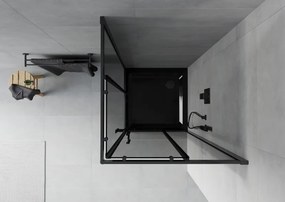 Mexen Rio vierkante douchecabine 80 x 80 cm, grafiet, zwart + Flat douchebak, zwart - 860-080-080-70-40-4070B