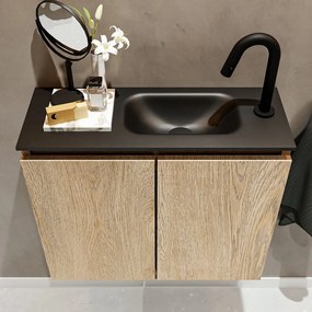Mondiaz Ture 60cm toiletmeubel washed oak met wastafel urban rechts 1 kraangat